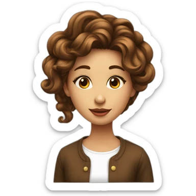 fille long cheuveux marron onduleé vétement cool sticker