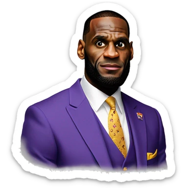 Lebron james on a very high White contrast back ground sticker