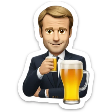 Macron qui bois une biere sticker