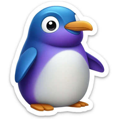 Purple and blue penguin  sticker