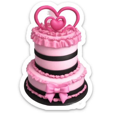 Birthday cake heart ruffles pink coquette black pink sticker