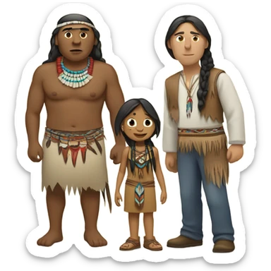 Native American woman with a Native American man and a white man sticker