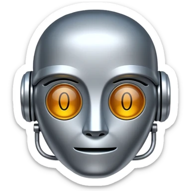 A robot shaped emoji for labeling AI generated content as AI generated. In place of the face, there should be the text A.I. sticker