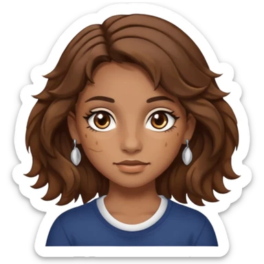 girl with wavy hair, almond shaped eyes, birthmark near her eye, tan, with lots of swag, cool, face piercings (no earrings) sticker