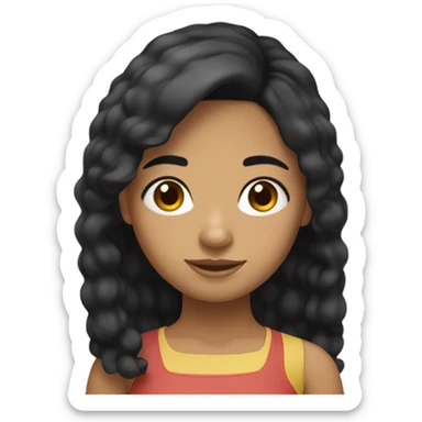 Venezuelan girl with black hair, half curly and half straight sticker
