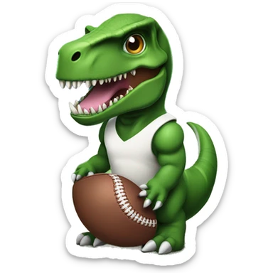 T-Rex wearing a football helmet on a baseball field sticker