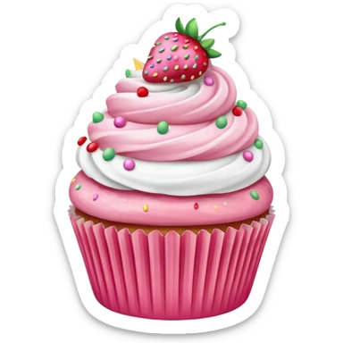 Strawberry funfetti cupcake sticker