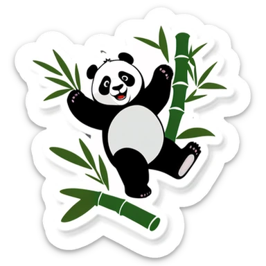 Panda throwing bamboo sticker