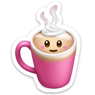 A pink coffee cup with hot coco in it sticker
