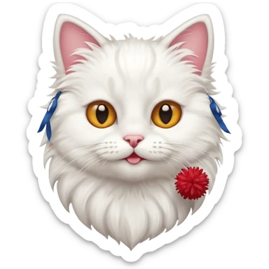 cheerleading white cat with pom pom sticker
