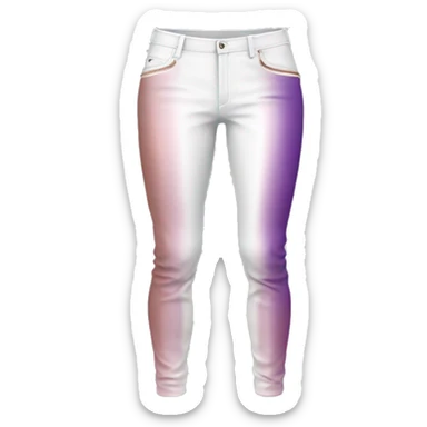 Realistic isolated pair white leather pants with rose gold to purple ombre vertical line pattern on them. sticker