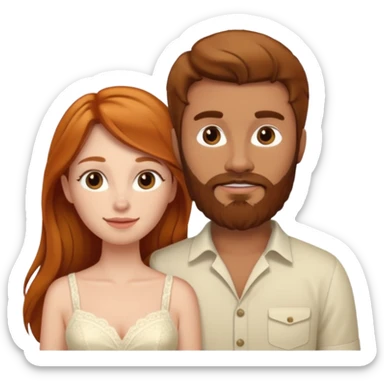 Ginger long hair girl,  brown hair men with beard on honeymoon sticker