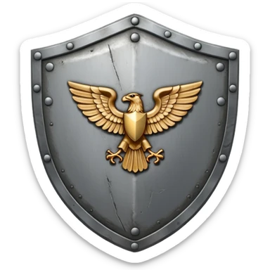 a battle worn steel shield with engraved roman numerals for 30—looks battle worn sticker