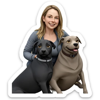 happy girl with dog outdoors sticker