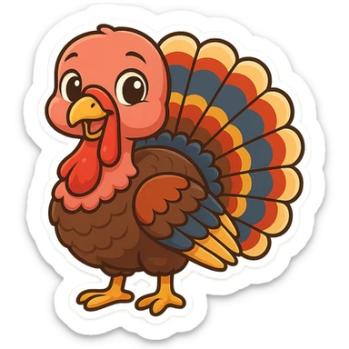 colorful and cheerful cartoon sticker of a Kurdish turkey (native to Kurdistan), no text, suitable for WhatsApp and Instagram, transparent background sticker