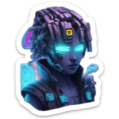 Key in a cyberpunk environment with neon lighting. sticker