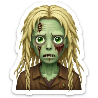 zombie with blonde n brown dreads  sticker