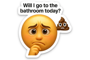 emoji stile iphone che riguarda l'argomento "stipsi/andrò al bagno oggi?", iperrealistico 4k sticker