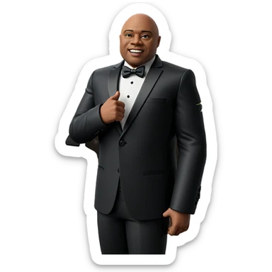 bald boy in formal tuxedo sticker