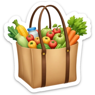 cartoon market bag. top view sticker