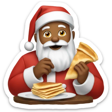 Santa eating crepes sticker