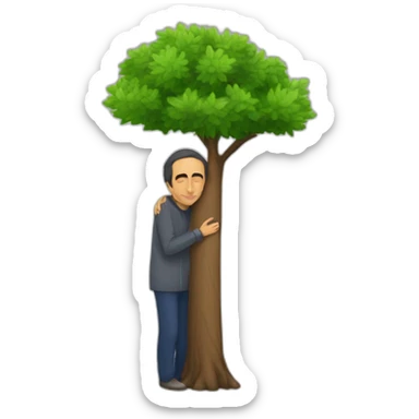 eric zemmour qui fait un calin avec un arbre sticker