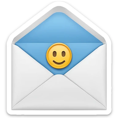 Emoji-style illustration of an envelope with a small info ‘i’ symbol on it, representing ‘Contact Us’. Bright, modern, minimal style sticker