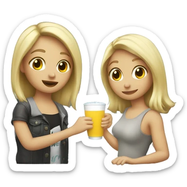Me and my blond best friend getting drinks sticker