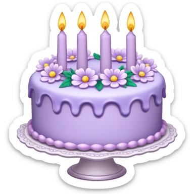 Highly detailed light lavender cake with flowers rococo sticker