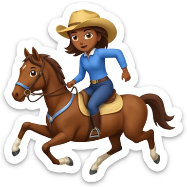 A girl on a horse that's running sticker