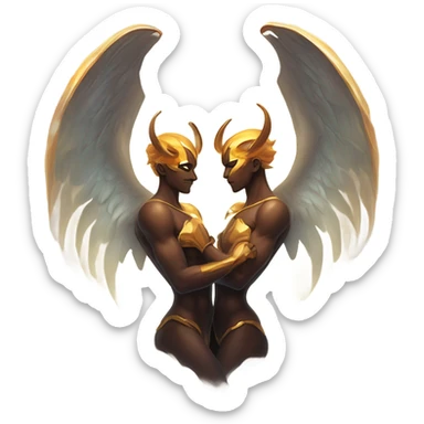 gemini angel vs demon epic battle sticker