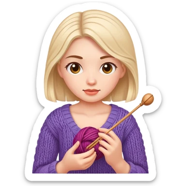 girl  knitting sticker
