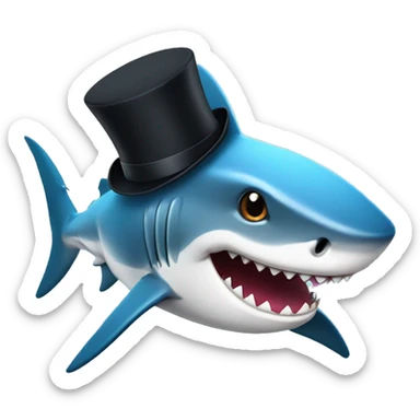 Shark with a top hat sticker