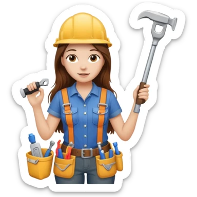 beautiful girl with long brown hair constructing new shower sticker
