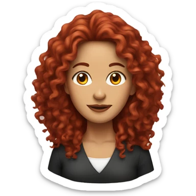 long hair,,red curly,Middle-aged woman,Black sticker