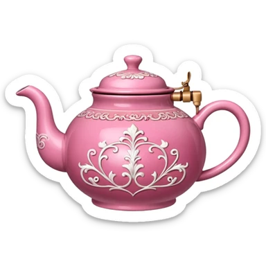 Pink steaming and boiling  tea pot with smoke sticker