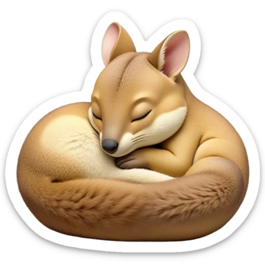 Meme-Worthy Cute Sleeping Wallaby Portrait Emoji, Head resting peacefully with a contented smile, showcasing a compact, agile build and a luxuriously soft tan fur, eyes shut in a serene, restful nap, Simplified yet hilariously adorable features, highly detailed, glowing with a soft, drowsy light, high shine, relaxed and utterly lovable, stylized with an air of playful laziness, bright and heartwarming, soft glowing outline, capturing the essence of a comically sleepy wallaby, so meme‐worthy it feels like it could instantly become the next viral sensation of adorable slumber! sticker