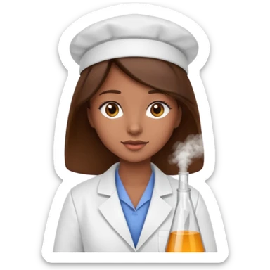 Make a pharmacy girl pretty with brown hat and eyes wearing labcoat sticker