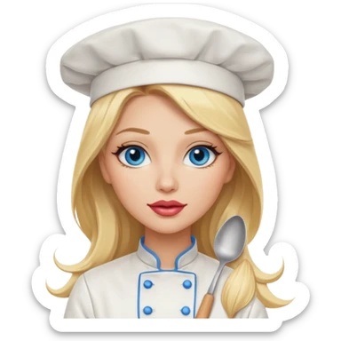 Beautiful, sexy,  long blonde hair, blue eyed, full lips female chef sticker