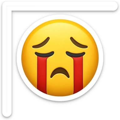 yellow crying face emoji with red tears, no background sticker
