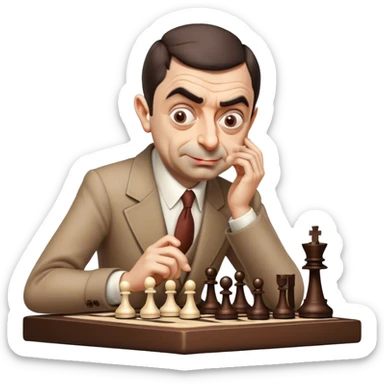 Mr.Bean playing chess sticker