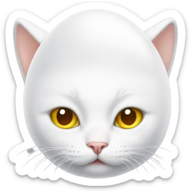 White Cat with an egg on top of its head sticker