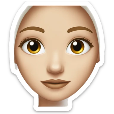 white girl with brown long hair and a iced coffee green eyes fair skin sticker