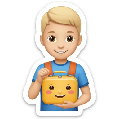child with lunchbox sticker