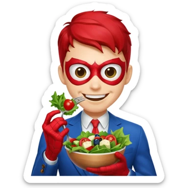 emoji de spiderman comiendo sano sticker