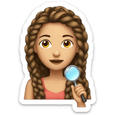 Mujer con braids box fine long hair castaño con magnifier sticker