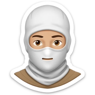 A confident hustler character wearing a white balaclava mask sticker