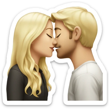 Passionate Kiss, blonde girl and brunette boy, both white sticker