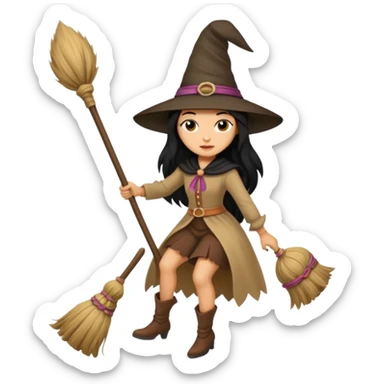 Bruja en escoba sticker