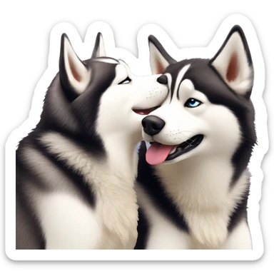 Husky dog kissing his girlfriend in love sticker